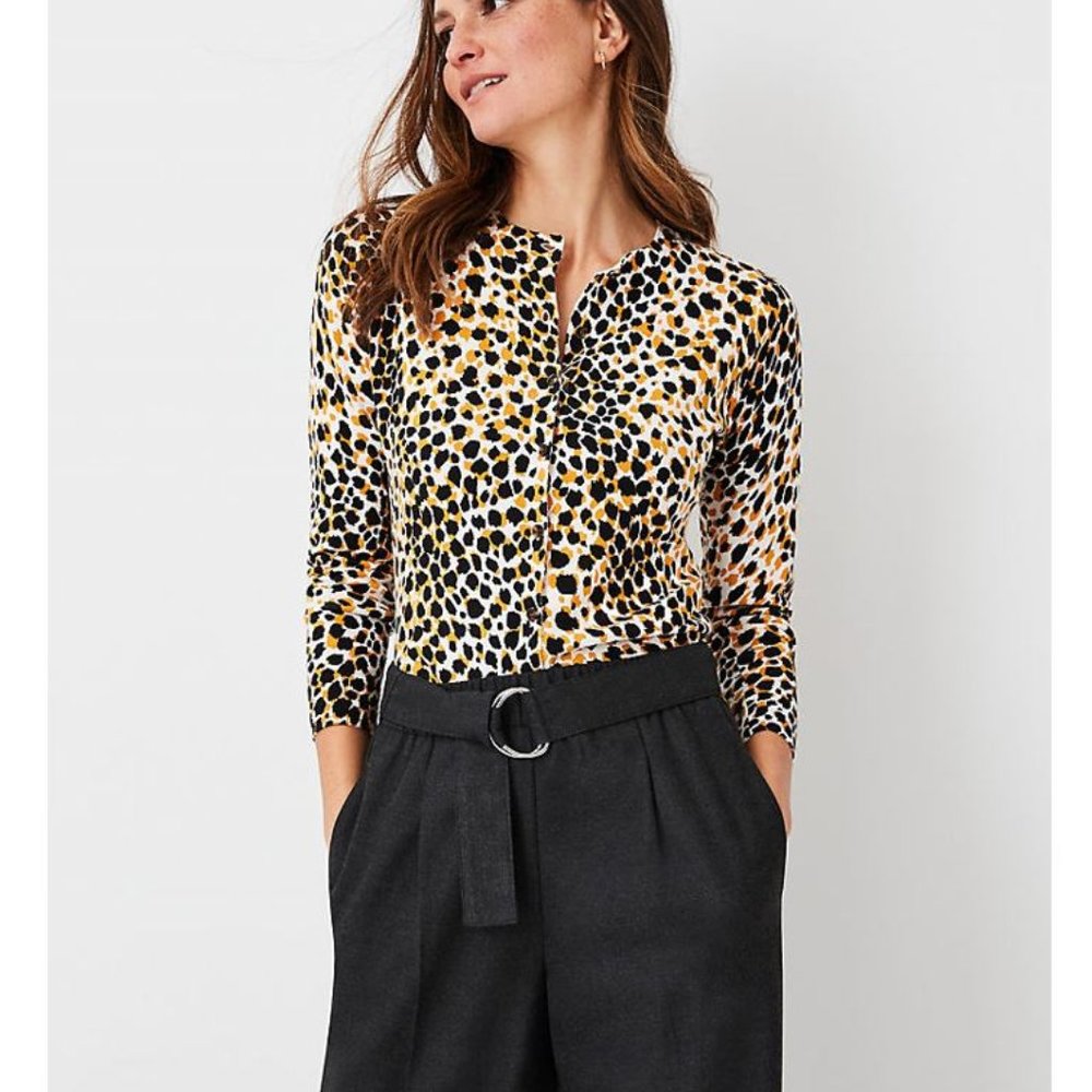 NWT Ann Taylor Leopard Print Ann Cardigan, size S